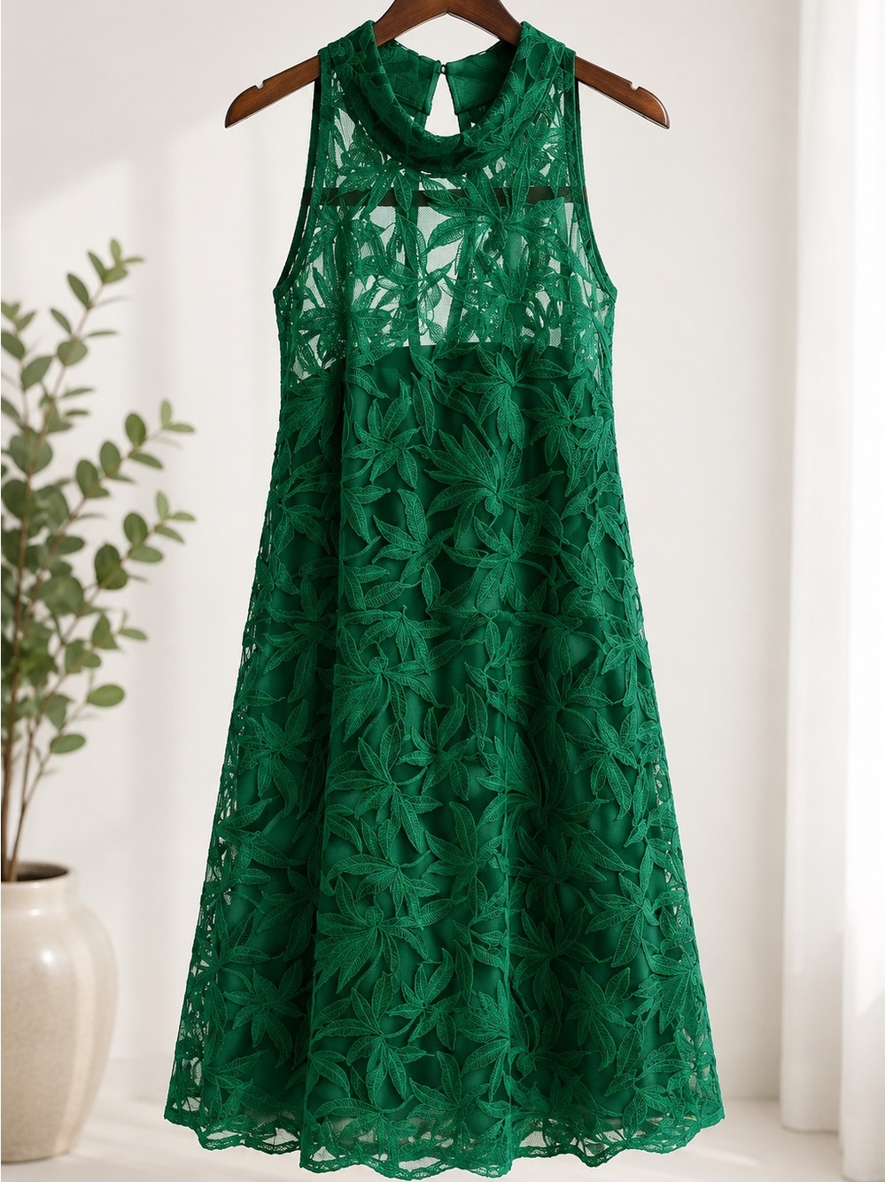 Sam Edelman Green Lace Halter Dress